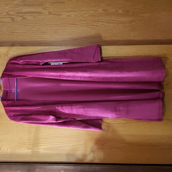 NWT NY&Company Velour Duster Jacket in Wild Berries. Sz Small.  Magenta. - Picture 6 of 10